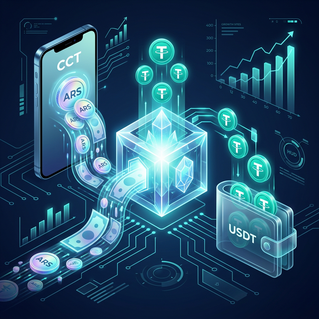 Cobro con Transferencia CCT del BCRA integrado con conversión a USDT para empresas SaaS en Argentina